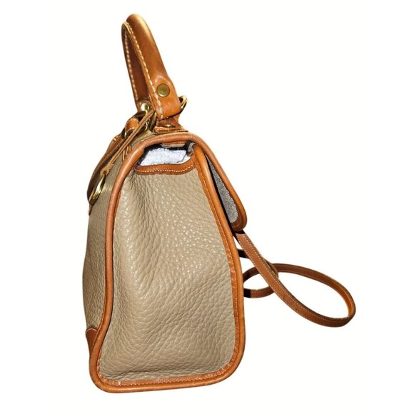 Dooney & Bourke Vintage Pebbled Leather Suede Satchel Crossbody Tan Brown USA - Picture 5 of 16
